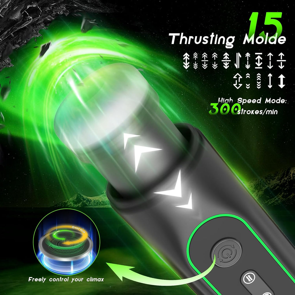 Masturbateur automatique 104 ℉ avec succion, poussée, vibration et chauffage