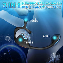 Charger l'image dans la galerie, Anneau pénien masseur de prostate 3 en 1 avec 10 modes de vibration