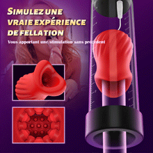 Charger l&#39;image dans la galerie, Red lips-Pompe à pénis 7 succion 5 vibration, Avec 2 Gaines silicones interchangeables
