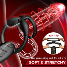 Charger l'image dans la galerie, 3 in 1 Dual Motors Cock Ring Prostate Massager Anal Vibrator with 9 Modes