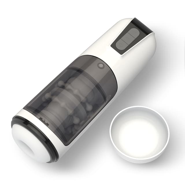 White Vibe - Masturbateur masculin extensible et étanche à vibrations automatiques à 7 modes