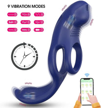 Charger l&#39;image dans la galerie, 3 EN 1 Masseurs de Prostate Vibrant avec Anneau Pénien, Sex Toys Vibromasseurs Homme à Distance avec Application, Plug Anale Gode Vibro-masseurs avec 9 Modes de Poussée Vibrant pour Couple