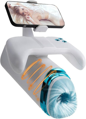 Masturbateurs Masculin, Masturbâteur Homme Mains Libres avec 10 modes de vibrations télescopiques, Masturbateur Automatique Sextoys Homme Orale Erotique