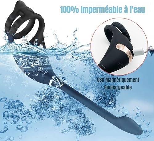 Sex Toys Plug Anal 3 EN 1 Anals Vibromasseurs Masseurs Télécommande à Anneau de Prostate Vibrant, gode Vibrateur Vîbrant 9 modes Plug Sex Toy, Cockringe Homme Sextoy Vibromasseur vibrant Pour Couple