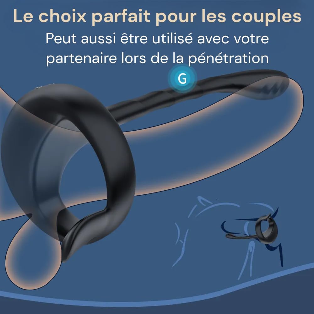 Sextoys plug anal - 5 EN 1 APP Masseurs de Prostate Vibrant avec Anneaux de Pénis - 10 Modes de Vibration -Télécommandé -Jouets Sexuels pour la Stimulation Anale Couple, Étanche