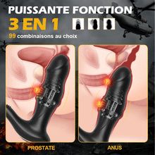 Charger l&#39;image dans la galerie, Masseur de prostate 9 Vibration &amp; 9 va-et-vient de billes &amp; 9 tapotements avec cockring