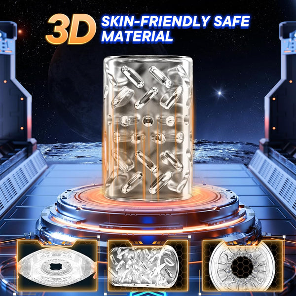 Masturbateur automatique mains libres à affichage LED avec 7 modes de rotation et de poussée