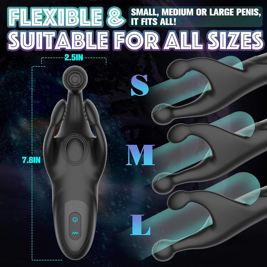 Vibrateur de pénis masturbateur à battement 2 en 1 avec 10 battements et 10 vibrations puissantes