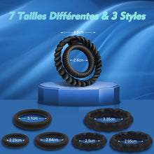 Charger l&#39;image dans la galerie, Anneau Penien - Anneau Homme 7 Pièces Sex Toýs Homme Couple Anneaux de Pénis Jouet Sexualité Couple Sex Toys Jouet Adulte Sextoys Couple Plaisir Jeux Sexuelle Adulte Couple, Plus Dur et Plus Fort