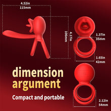 Charger l&#39;image dans la galerie, Anneau vibrant pour pénis et clitoris, 9 modes de vibration avec fonction léchage de langue, stimulateur du point G à double anneau en silicone, idéal pour les couples