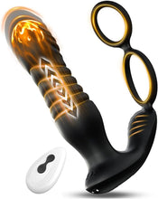 Charger l'image dans la galerie, 3 EN 1 Masseurs de Prostate sex toýs homme，vibromasseur avec Anneau Pénien, extenseur homme Télécommandé, Plug anal gode vibrateur avec 9×9 modes de poussée vibrant portabl Pour Couple sex toys