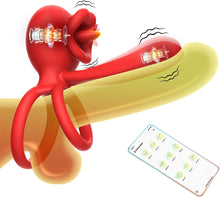Charger l&#39;image dans la galerie, Anneau vibrant pour pénis et clitoris, 9 modes de vibration avec fonction léchage de langue, stimulateur du point G à double anneau en silicone, idéal pour les couples