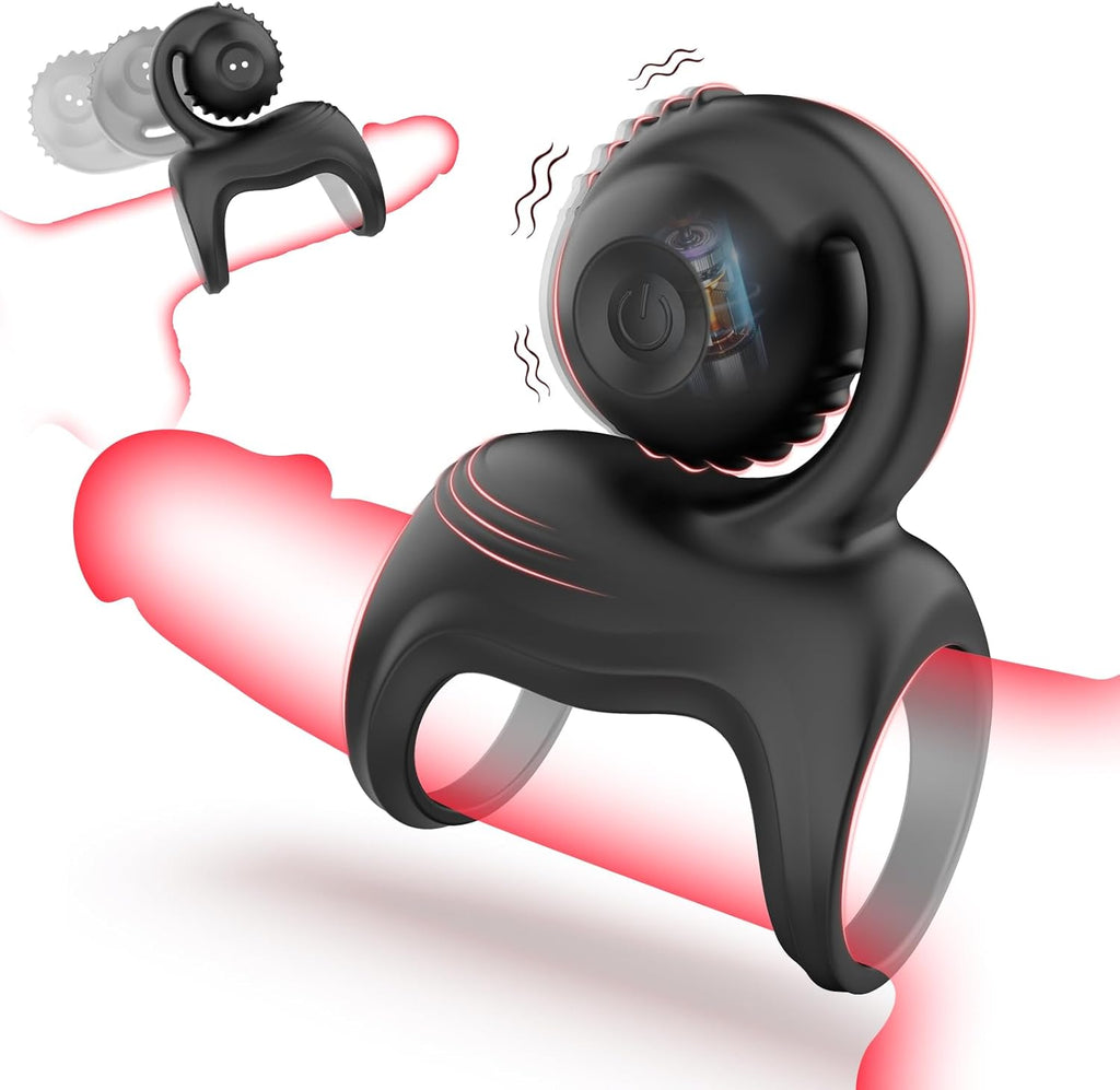Anneau Penien - Anneau Homme Vibrant Sex Toys, Double Anneaux de Pénis Sex Toýs Couple Vibromasseurs pour Homme, Anneau Vibrant Pénis Homme avec 10 modes, Stimulateur Clitoridien pour Couple