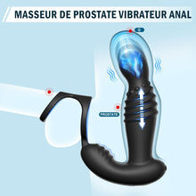 Charger l&#39;image dans la galerie, Masseurs de Prostate Sex Toys Anals avec Anneaux de Pénis, Vibromasseur Anal Télécommandé avec 10 Modes de Poussée &amp; de Vibration, Vibrateur Gode Anal Plug Anal Vibrant Sextoy pour Hommes et Couple