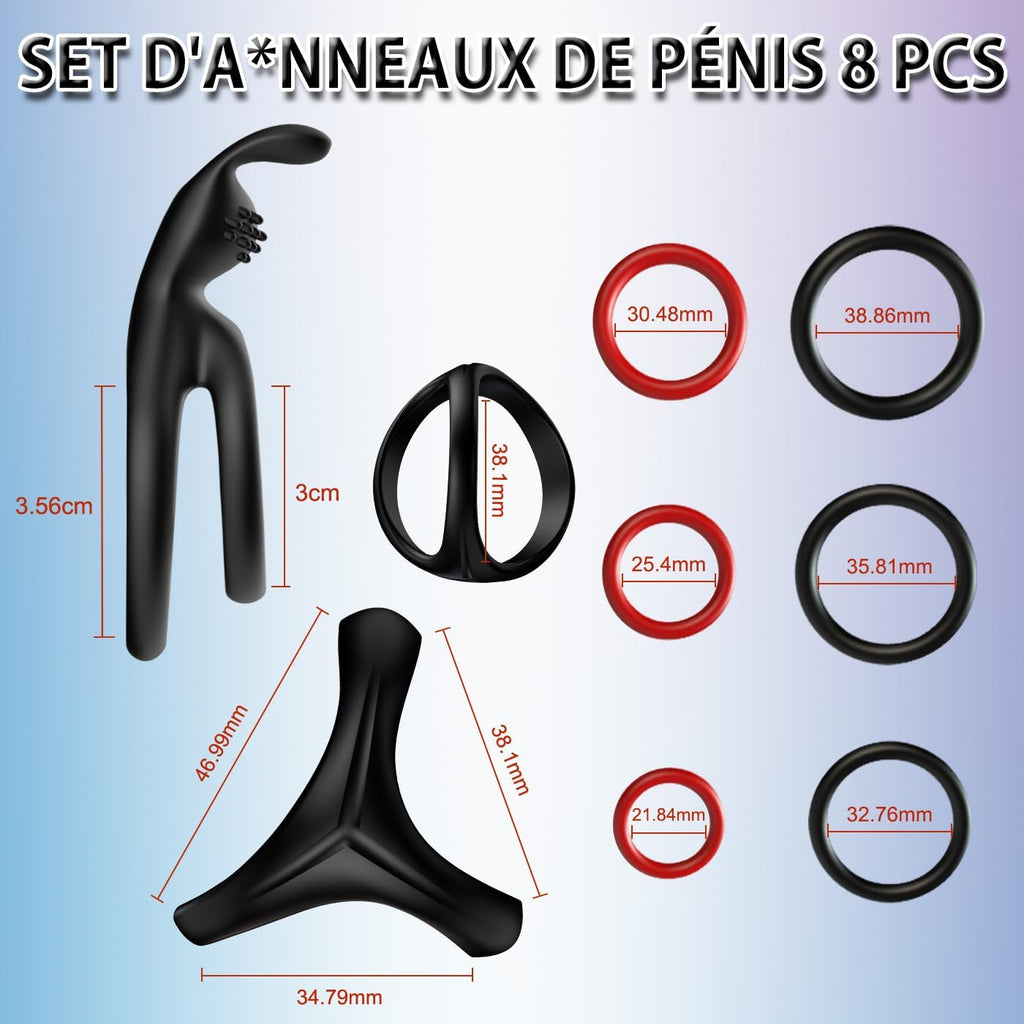 Anneaux de Pénis Triangle pour Homme Couples, Mecofy Silicone Anneaux Péniens Jouets Pour Améliorer les Performances Sexuelles, Plus Dur et Plus Fort 5 pièces