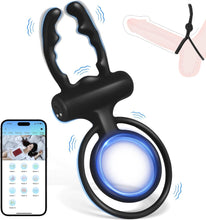 Charger l&#39;image dans la galerie, Anneau Penien - Anneau Homme Vibrant Sex Toýs Couple Vibromasseur, Femme Clitoridien Puissant - Rechargeable, prêt pour la douche et dure jusqu&#39;à 60 minutes, 10 Modes de Vibration et Contrôle des APP
