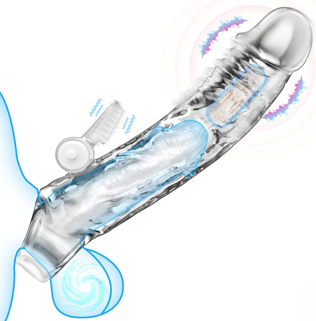 Gaines Pour Pénis, Extenseur De Pénis avec Vibrateur Pénis Anneau, Jouets Sexuels Manchon Pénis pour Améliorer l'érection et retarder l'éjaculation, Sex toys for Homme