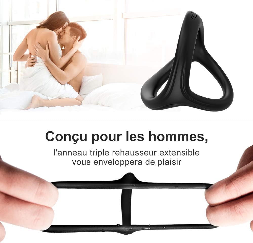 Anneaux de Pénis Triangle pour Homme Couples , Adorime Silicone Anneaux Péniens Jouets Sexuels Pour Améliorer les Performances Sexuelles, Plus Dur et Plus Fort
