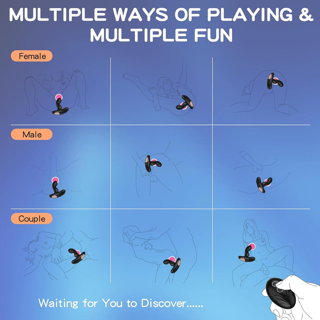 Wordone Masseur de Prostate Vibrant Anal avec Télécommande&20 Vibrations, Plug Anal Portable Jouet Sexuel pour Homme, Vibrant Point G/Vibromasseur Papillon, Vibrateur Clitoridien pour Female/Couple