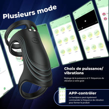 Charger l&#39;image dans la galerie, Anneaux de Pénis Sex Toys, Silicone Anneau Penien - Anneau Homme Vibrant avec 9 Modes de Vibration pour homme, Cockring Sex Toýs Couple à Distance, Jouets Pour Améliorer les Performances Sexuelles