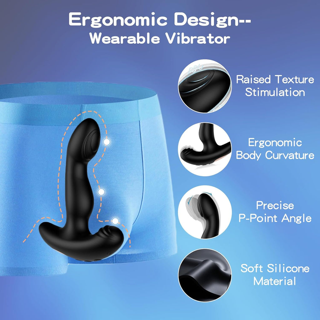 Wordone Masseur de Prostate Vibrant Anal avec Télécommande&20 Vibrations, Plug Anal Portable Jouet Sexuel pour Homme, Vibrant Point G/Vibromasseur Papillon, Vibrateur Clitoridien pour Female/Couple