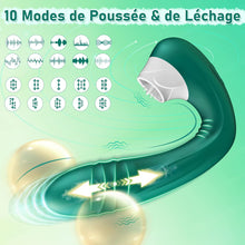 Charger l&#39;image dans la galerie, Vibromasseur en Silicone Point G pour Femme,Clitoris Vibrator avec 10 Modes de Poussée et de Léchage,Étanche Jouets Sexuels Rechargeables avec Stimulation Anale pour Couple, Adultes