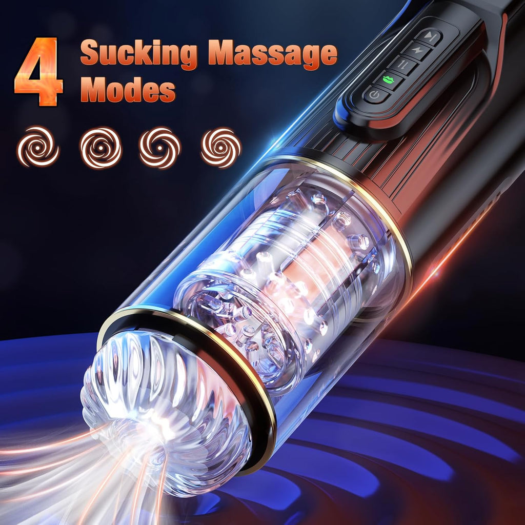 Sex Toys Masturbeuse Homme Mains Libres - Masturbateurs Masculins Plaisir avec 4 Modes de Succion et 10 Modes de Rétractation et de Rotation, Automatique Sextoyse pour Gay Couples, Anneau Penien