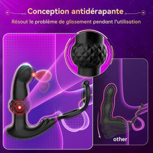 Charger l&#39;image dans la galerie, Prostate Homme Plug Anale avec Anneau Pénien, Conception Antidérapante Sex Toys Anals Vibromasseur avec 7 Vibrant et Déplacement des Doigts, 3 EN 1 Plug Anal Gode Vibro-masseur Sex Toýs Homme Couple