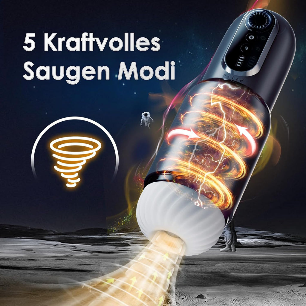 Masturbeuse Homme Mains Libres avec Ventouses, Masturbateurs Masculins électrique Sex Toys, 5 Rotations Télescopiques et 5 Modes d'Aspiration, Vaginette Chatte de Poche Réaliste 3D Masturbateur Homme