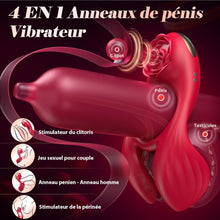 Charger l&#39;image dans la galerie, Sex Toýs Couple Anneau Penien - Anneau Homme 4en1 Sex Toýs Homme Anneaux de Pénis Anneau Vibrant Pénis Homme Vibromasseur Clitoridien Sextoyse Couple Plaisir Cockring 3 Moteurs 7 Modes de Vibration