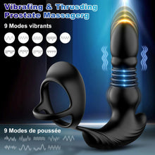 Charger l&#39;image dans la galerie, Masseurs de Prostate Vibrant avec Anneaux de Pénis avec 9 Modes de Poussée &amp; de Vibration, zadicc Vibrateurs Anaux Télécommandé pour Jouets Sexuels pour la Stimulation Anale Couple,Étanche,