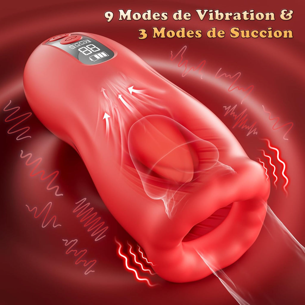 Sex Toýs Homme Masturbateur Homme - Sextoy Masturbâteur Masculins Mains Libres, Vibro Vaginette Branleur Toys mit 9 Modes de Vibration & 3 Modes de Succion Va et Vient, Suceur de Pénis Jouet Adulte