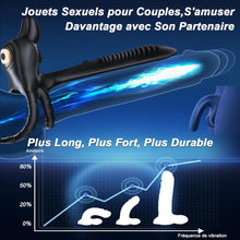 Charger l&#39;image dans la galerie, Anneau Homme Vibrant 4 in 1 Sextoy Anneau Vibrant Pénis Vibromasseur Clitoridienne 10 Modes Anneaux de Pénis Sextoyse Couple Plaisir Cockring Vibro Sex Toys