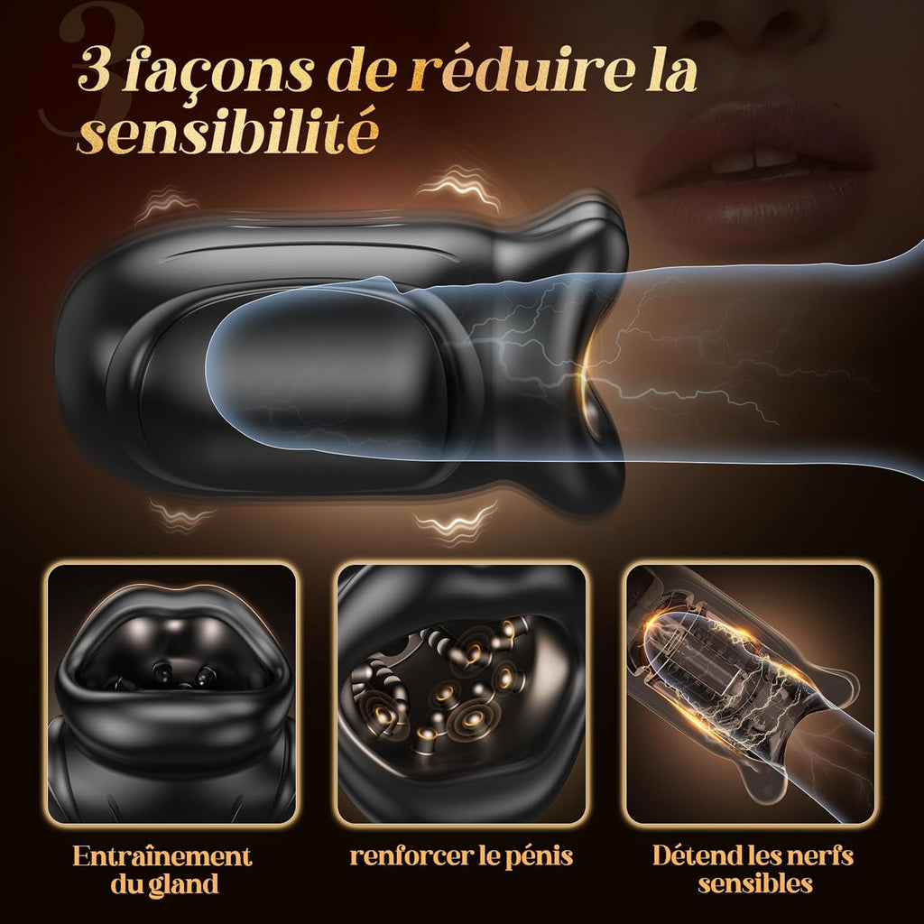 Bouche Sexy Masturbateurs Masculins, Sex Toýs Homme Vaginette Ultra Réaliste Masturbateur avec 10 Modes de Vibration, Masturbateur Automatique Enveloppé à 360° Penisse Vibromasseur Homme Sex Toys