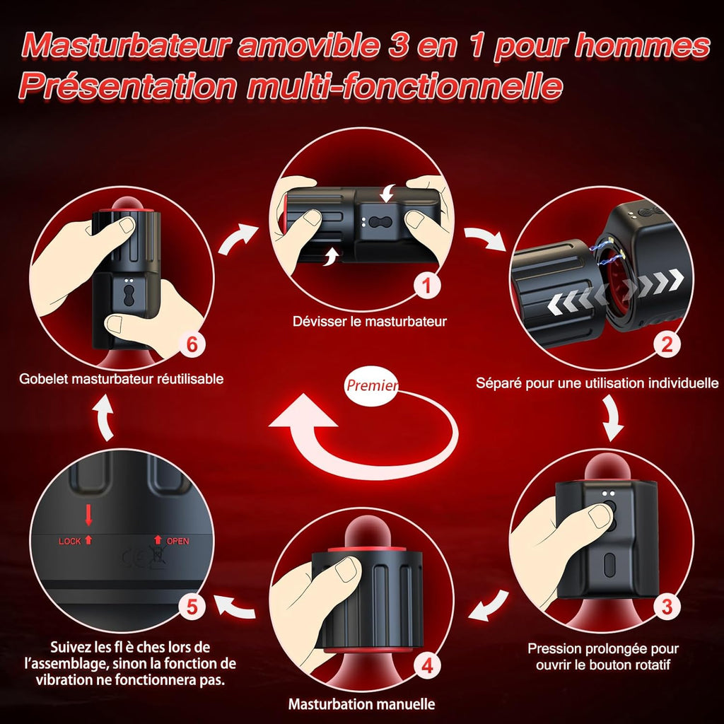 Sex Toýs Homme Automatique Masturbateur Masculins - Sex Toys Masturbâteur Homme Mains Libres Sextoy Masturbeuse Jouet Adult Sextoyse avec 10 Modes de rotation et Vibration, Sexes Vagin Plaisir Objet