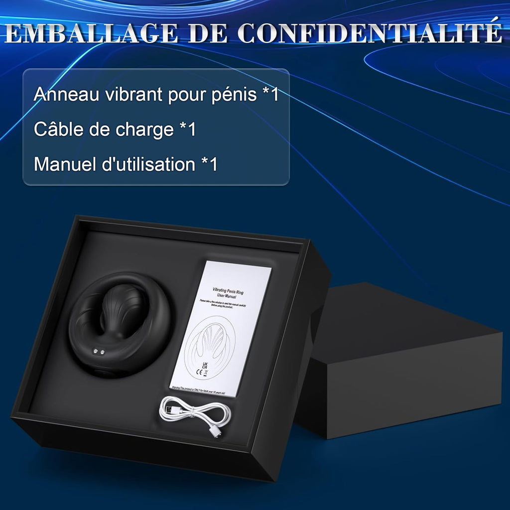 Anneaux de Pénis Vibrant Sex Toýs Homme - Anneau Vibrant Pénis Homme avec Vibrateur Boule Réglable 360° Anneau Penien - Anneau Hommes Sextoyse Couple Plaisir 10 Mode Vibromasseurs Pour HommeCockring