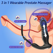 Charger l'image dans la galerie, 3 EN 1 Masseurs de Prostate sex toýs homme，vibromasseur avec Anneau Pénien, extenseur homme Télécommandé, Plug anal gode vibrateur avec 9×9 modes de poussée vibrant portabl Pour Couple sex toys