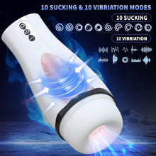 Charger l&#39;image dans la galerie, Masturbateurs Masculins Sex Toýs Homme - Masturbateur Homme avec 10 Succion &amp; Vibration &amp; Échappement, Masturbâteur Homme Mains Llibres avec 3D Vaginette Ultra Réaliste, Sex Toys Homme