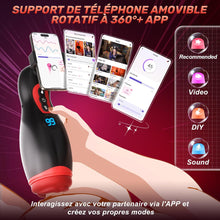 Charger l&#39;image dans la galerie, Masturbateurs Masculins Sex Toýs Homme, Support de téléphone Masturbâteur Homme Mains Libres avec 9 Succion et 9 Vibration, 3D Vaginette Ultra Réaliste Bouche Sexy Fonction de chauffage Sex Toys, APP