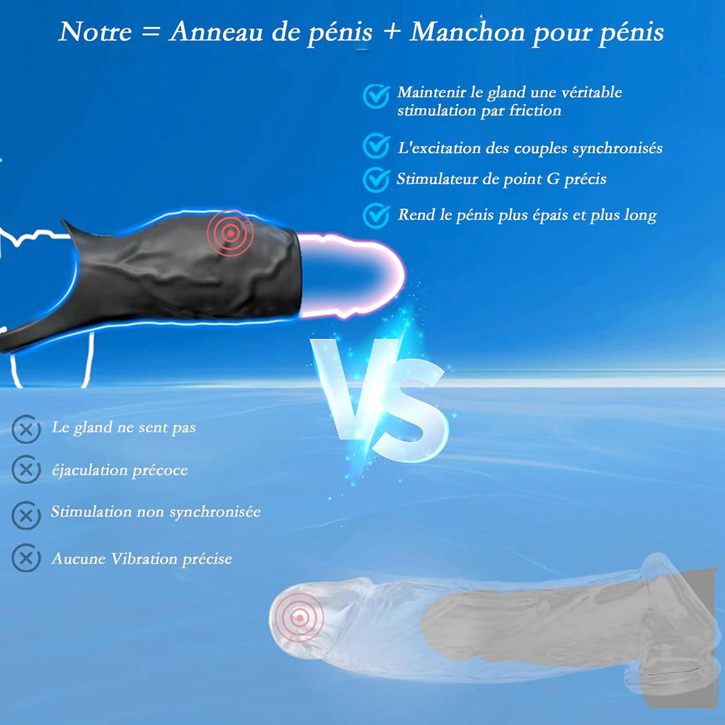 Anneau Homme Vibrant Sex Toýs Couple, 10 Modes Sextoyse Homme Sex Toys, Sex Toyspour Pour Homme, Anneau Vibrant Pénis Clitoridienne, Anneaux de Pénis Sextoyse Couple Plaisir