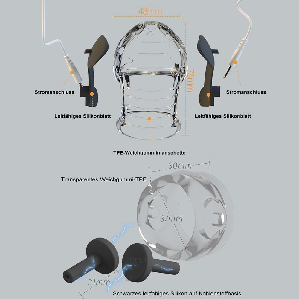 E-stim Eichel Penistrainer Stimulator mit 19 Electric Shock Intensity & 8 Modes
