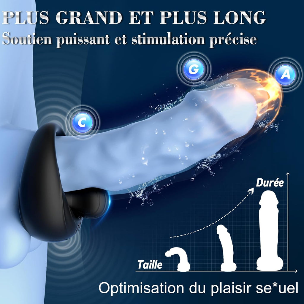 Anneaux de Pénis Vibrant Sex Toýs Homme - Anneau Vibrant Pénis Homme avec Vibrateur Boule Réglable 360° Anneau Penien - Anneau Hommes Sextoyse Couple Plaisir 10 Mode Vibromasseurs Pour HommeCockring