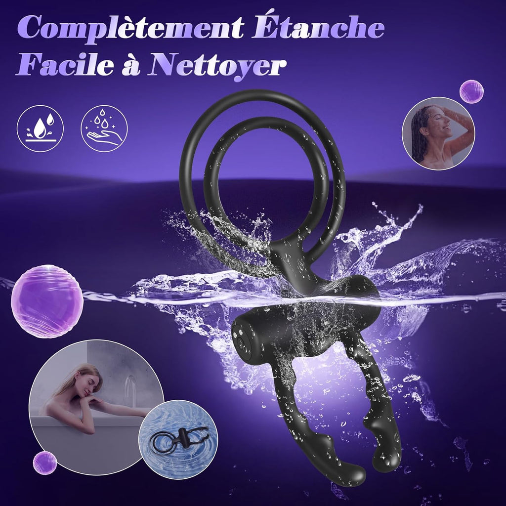 Anneau Penien - Anneau Homme Vibrant Sex Toýs Couple Vibromasseur, Femme Clitoridien Puissant - Rechargeable, prêt pour la douche et dure jusqu'à 60 minutes, 10 Modes de Vibration et Contrôle des APP