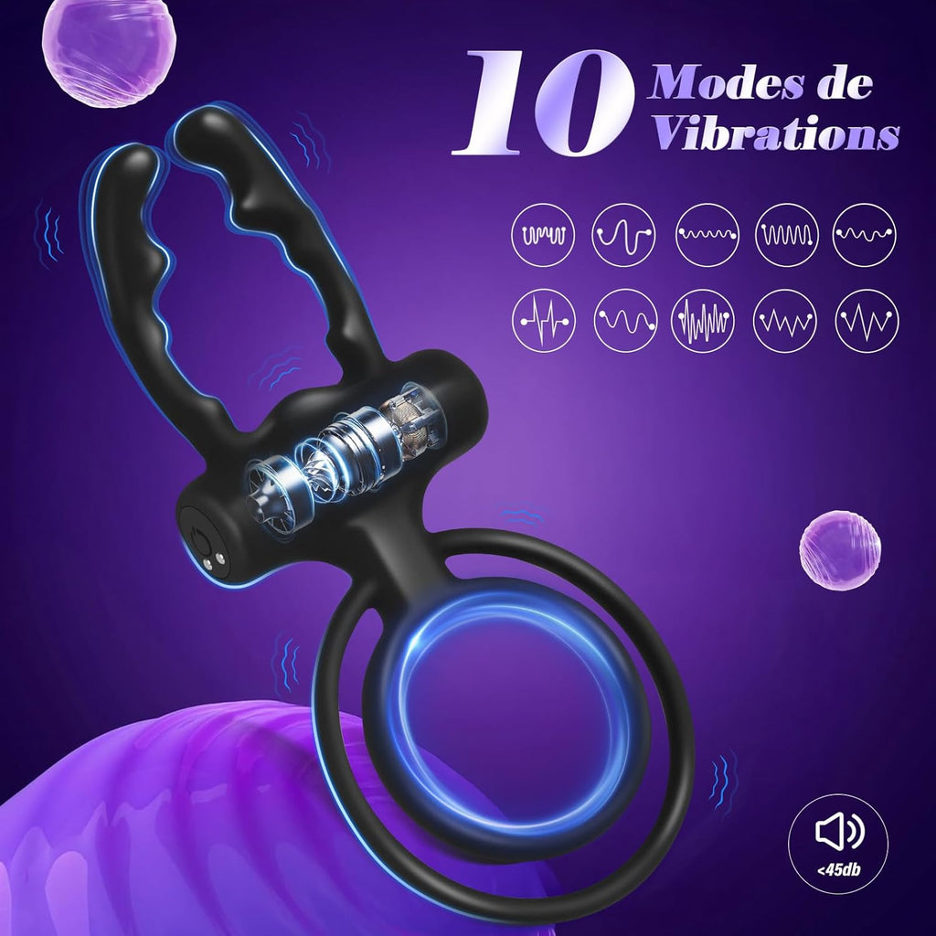 Anneau Penien - Anneau Homme Vibrant Sex Toýs Couple Vibromasseur, Femme Clitoridien Puissant - Rechargeable, prêt pour la douche et dure jusqu'à 60 minutes, 10 Modes de Vibration et Contrôle des APP
