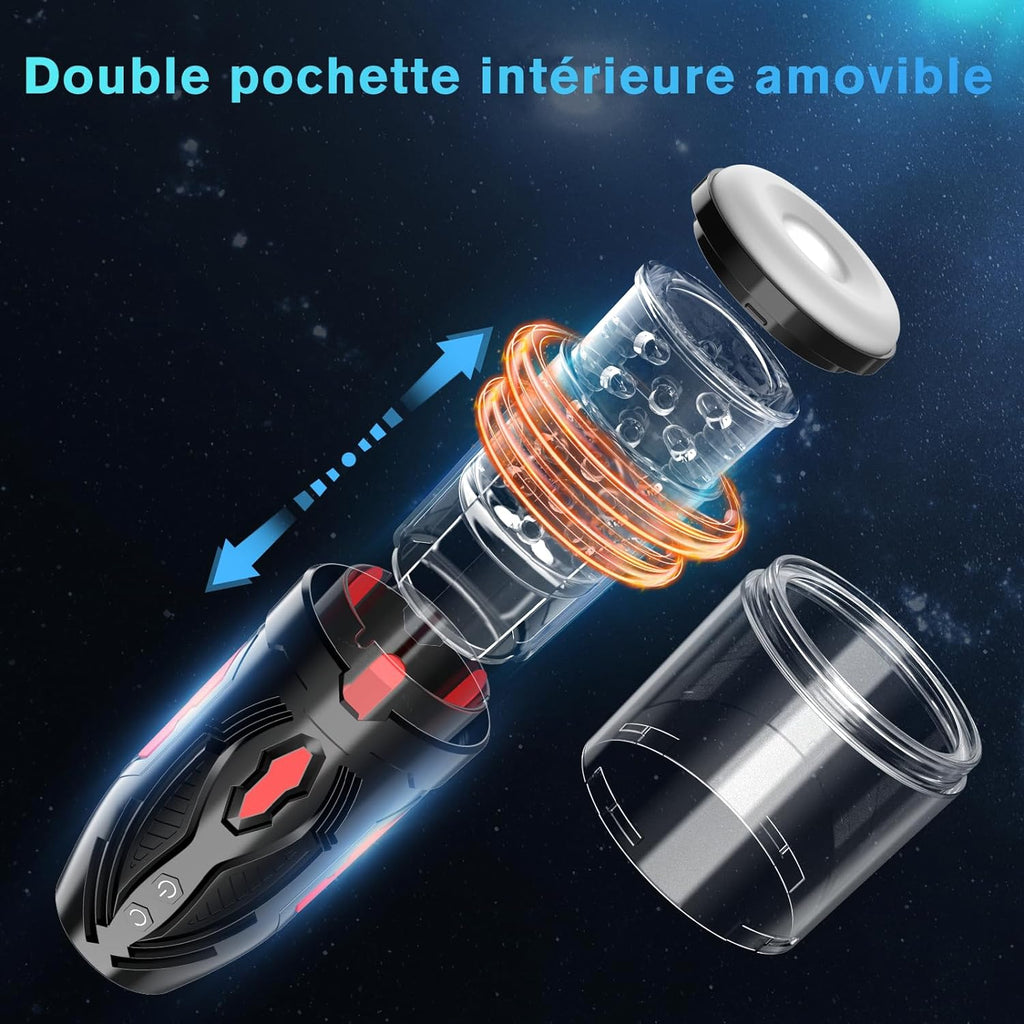 Masturbateur sex toys vibromasseurs pour homme mains libres avec 7 modes de rotation et fonction choc, masculins masturbeuse orale érotique jouet sexuel, pompe penis