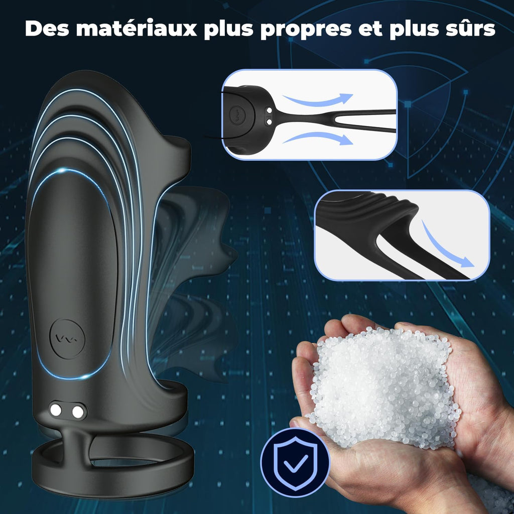 Anneaux de Pénis Sex Toys, Silicone Anneau Penien - Anneau Homme Vibrant avec 9 Modes de Vibration pour homme, Cockring Sex Toýs Couple à Distance, Jouets Pour Améliorer les Performances Sexuelles