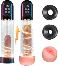 Charger l&#39;image dans la galerie, Pompe à Pénis Sex Toys Homme Masturbeuse, Jouet Adulte pompe à vide électrique pour pénis avec chatte de poche 4+3 modes d&#39;aspiration, Sextoy Pompe à Vide Extender avec 2 anneaux en silicone