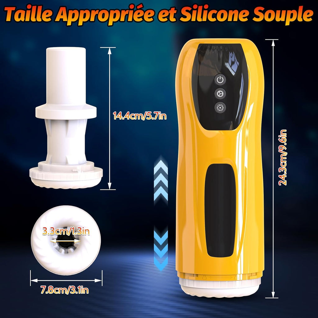 Electric Masturbateurs Masculins Automatique Électrique Sextoyse Homme Sex, 7 Télescopique + Vibrations Masturbeuse Va et Vient, Mains Libres