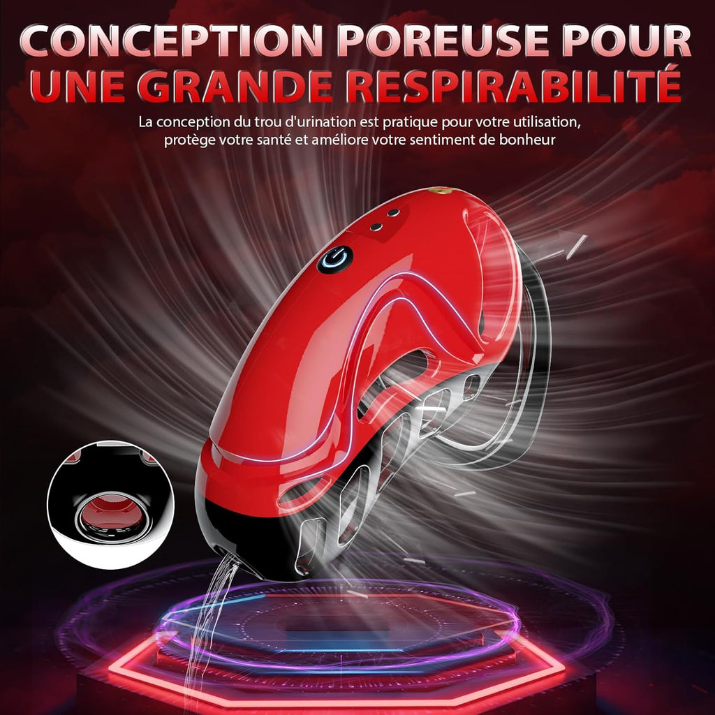 Cage de Chasteté Pénis Sex Toýs homme - Bondage SM avec Ceinture de Chasteté avec 5 Tailles Anneaux de Pénis 2 clés 1 serrure, Cock Chastity Cage Amovibles pour Empêcher L'érection Sex Toýs Couple