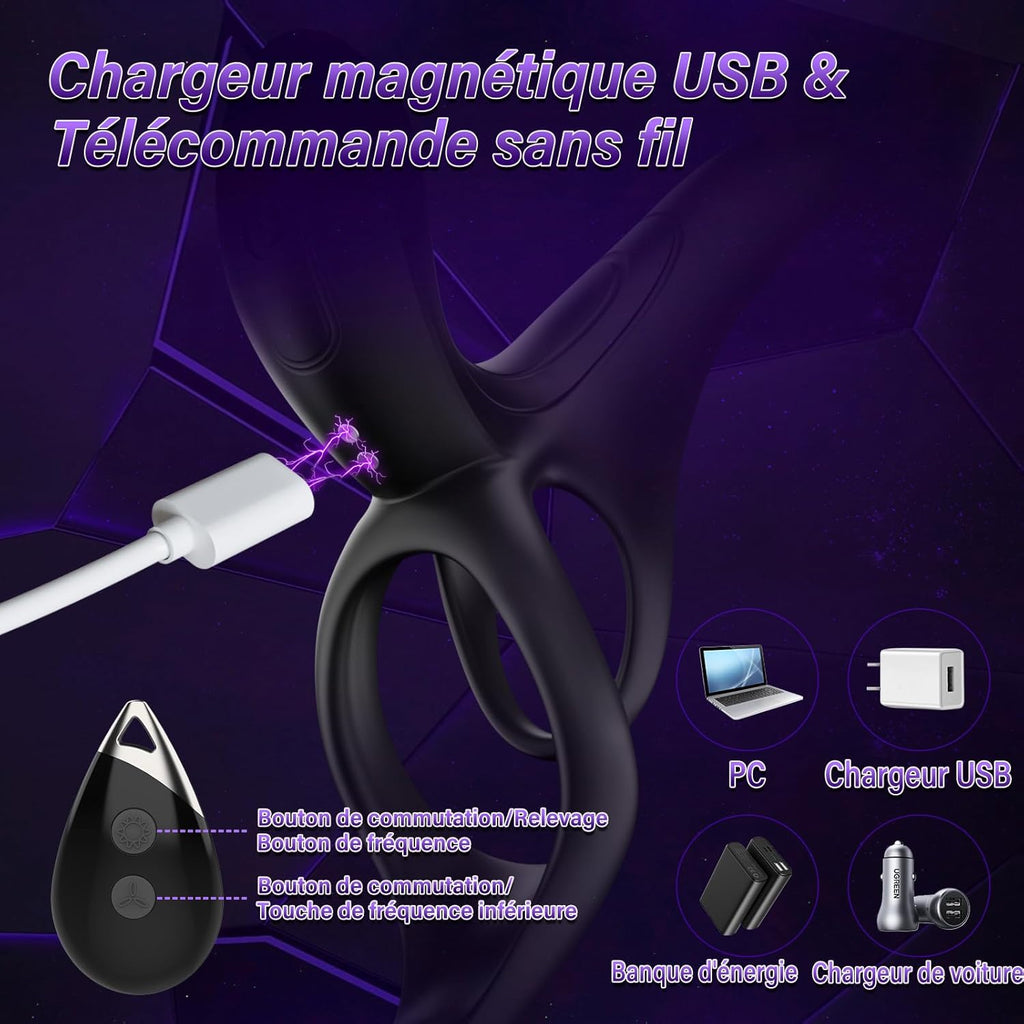 Sex Toys Anneau Penien - Anneau Homme Sextoyse Couple Plaisir, Vibromasseurs Sextoyse Homme Sex avec 9 Modes de Vibration, Anneau Vibrant Pénis Clitoridienne Sex Toyspour Pour Homme